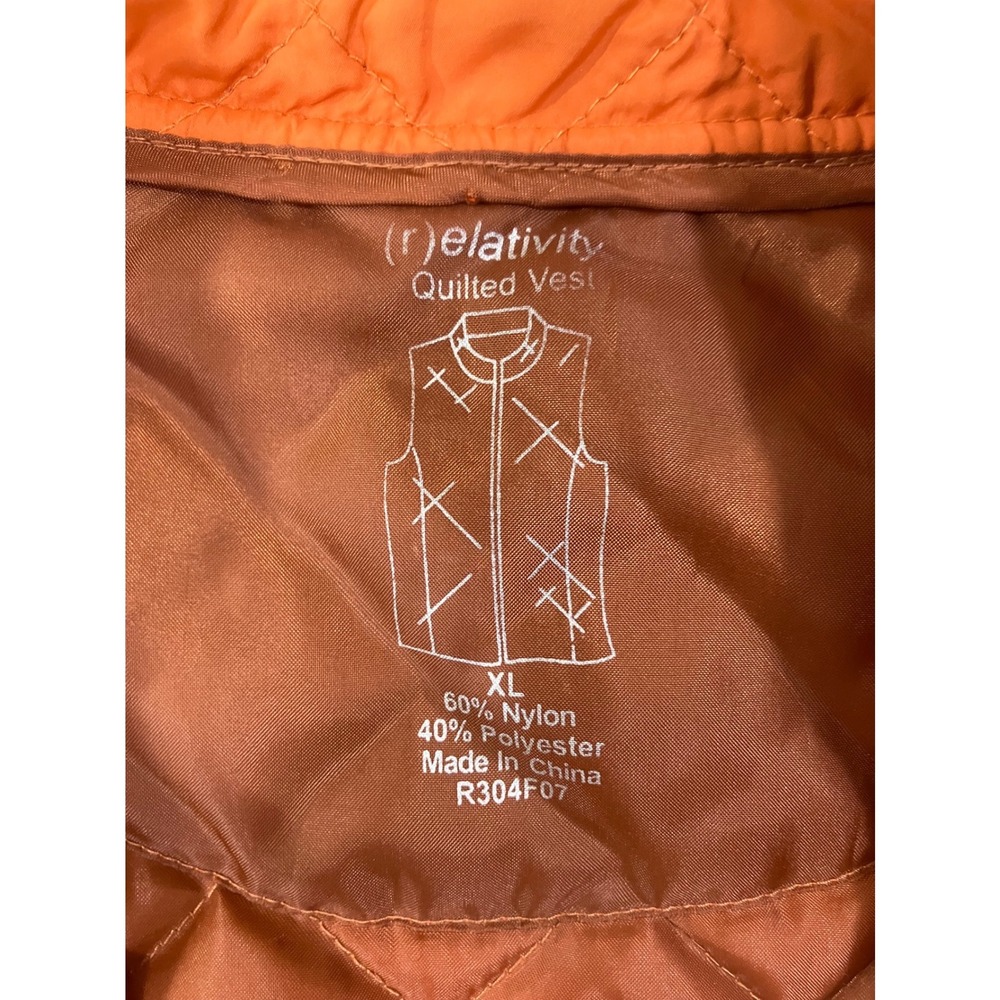 Relativity Quilted Vest Orange Full Zip‎ Lightweight Women's XL - Picture 4 of 7